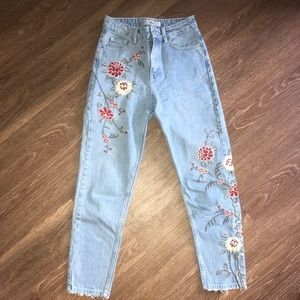 Top shop embroidered jeans